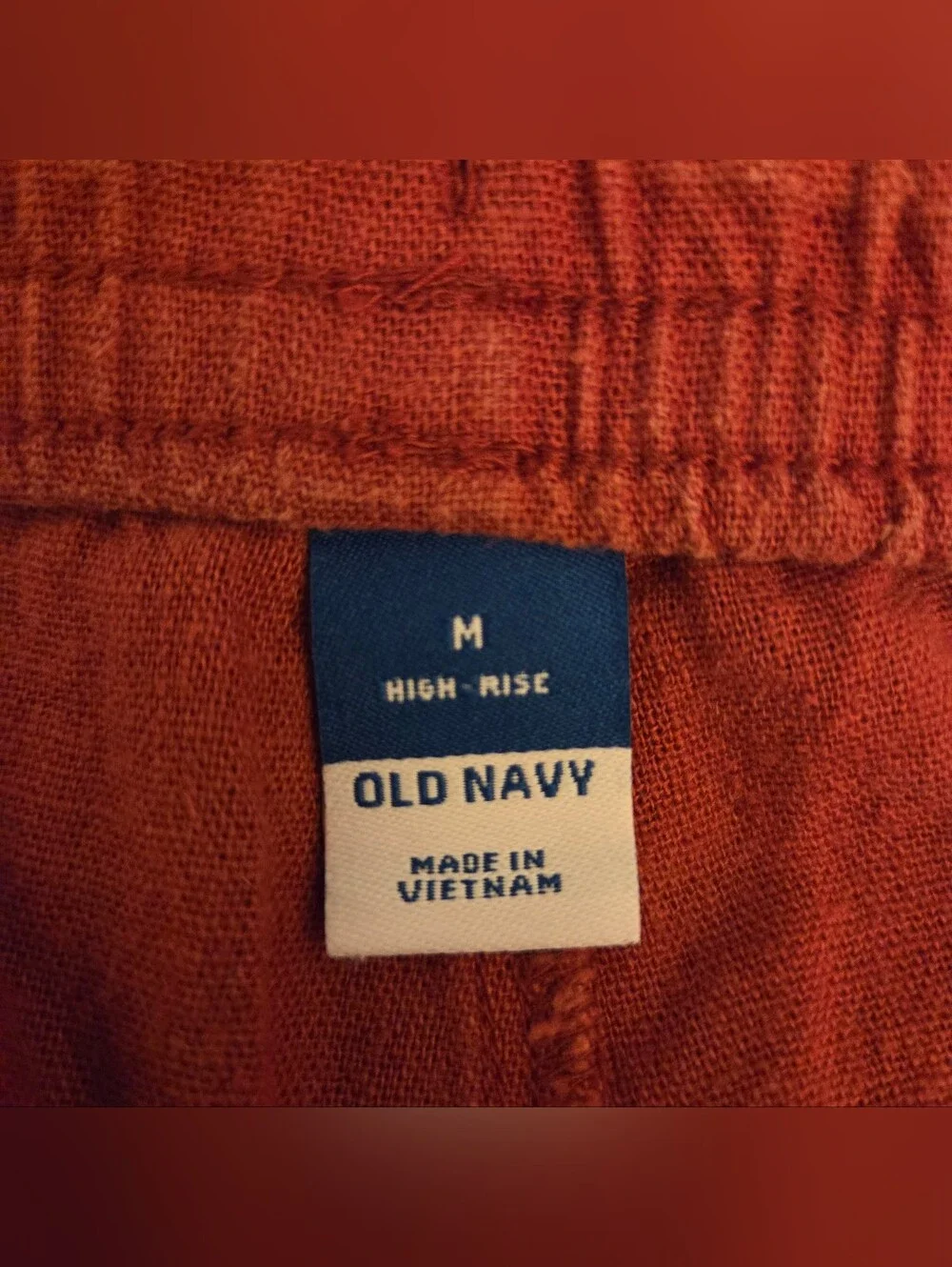 Set Of 3. Old Navy Medium Linen Blend Shorts-Chambray Blue, Brown & Rusty Red